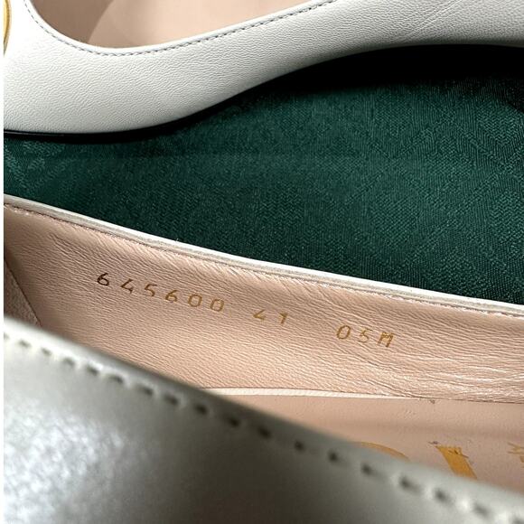 Gucci Horsebit Square Toe Ballet Flats Mystic White Gold NIB Size 41 - Picture 2 of 6